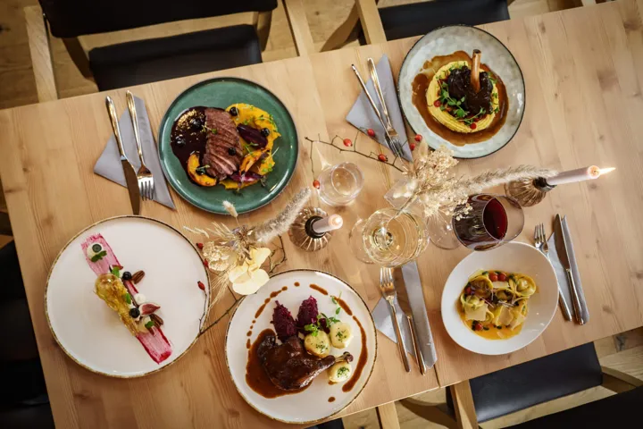 Ristorante o sala colazione dei Rittis Alpin Chalets